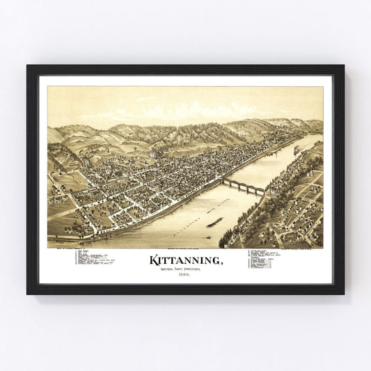 vintage map of Kittanning, Pennsylvania, 1896
