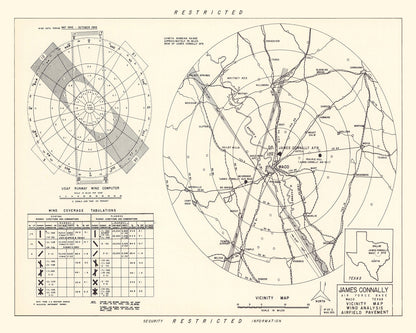 Vintage Map of James Connally Air Force Base Vicinity, Texas, 1951