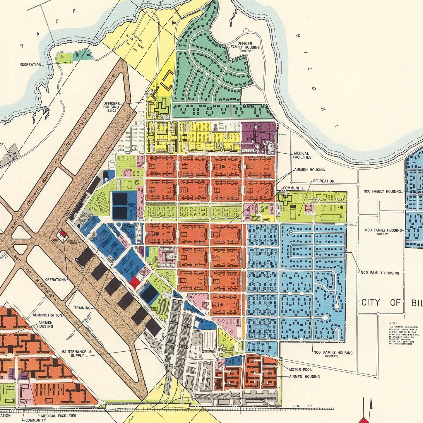 Vintage Map of Keesler Air Force Base, Biloxi, 1950