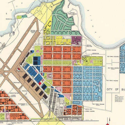 Vintage Map of Keesler Air Force Base, Biloxi, 1950