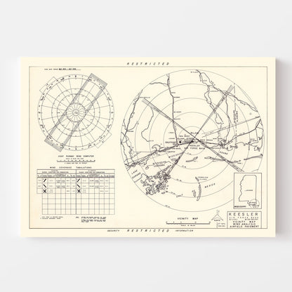 Vintage Map of Keesler Air Force Base Vicinity, Mississippi, 1950