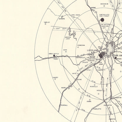 Vintage Map of Lackland Air Force Base Vicinity, Texas, 1950