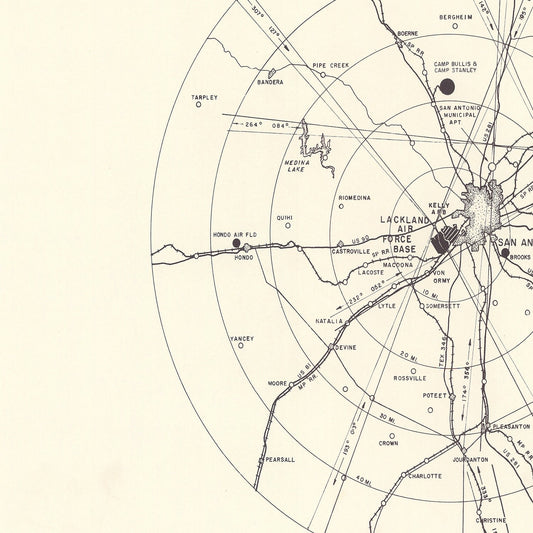 Vintage Map of Lackland Air Force Base Vicinity, Texas, 1950