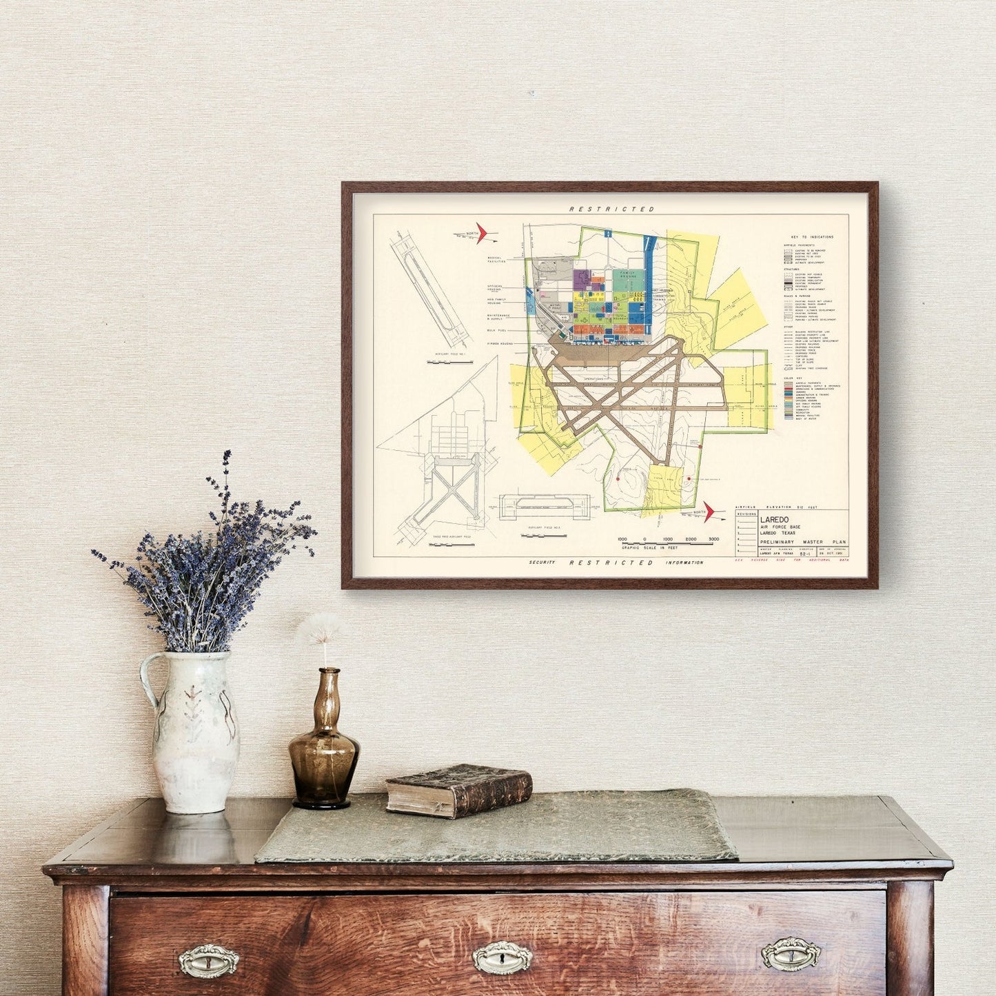 Vintage Map of Laredo Air Force Base, Texas, 1951