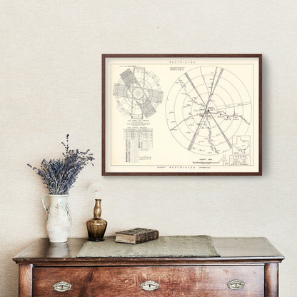 Vintage Map of Laredo Air Force Base Vicinity, Texas, 1951