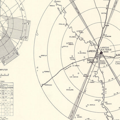 Vintage Map of Laredo Air Force Base Vicinity, Texas, 1951