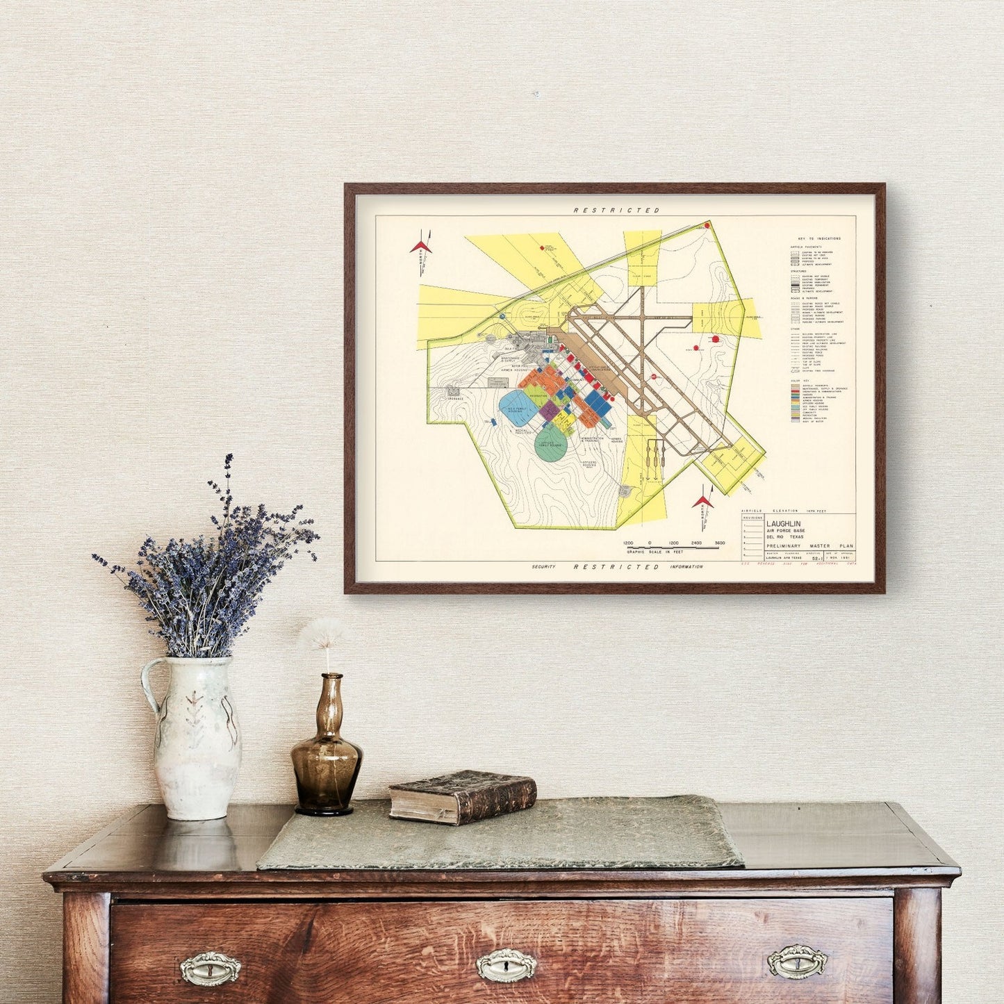 Vintage Map of Laughlin Air Force Base, Texas, 1951
