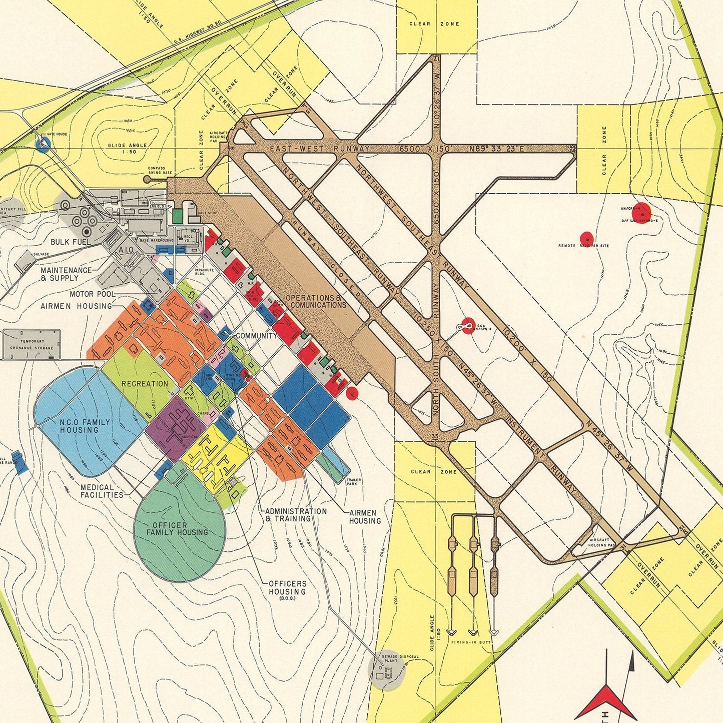 Vintage Map of Laughlin Air Force Base, Texas, 1951