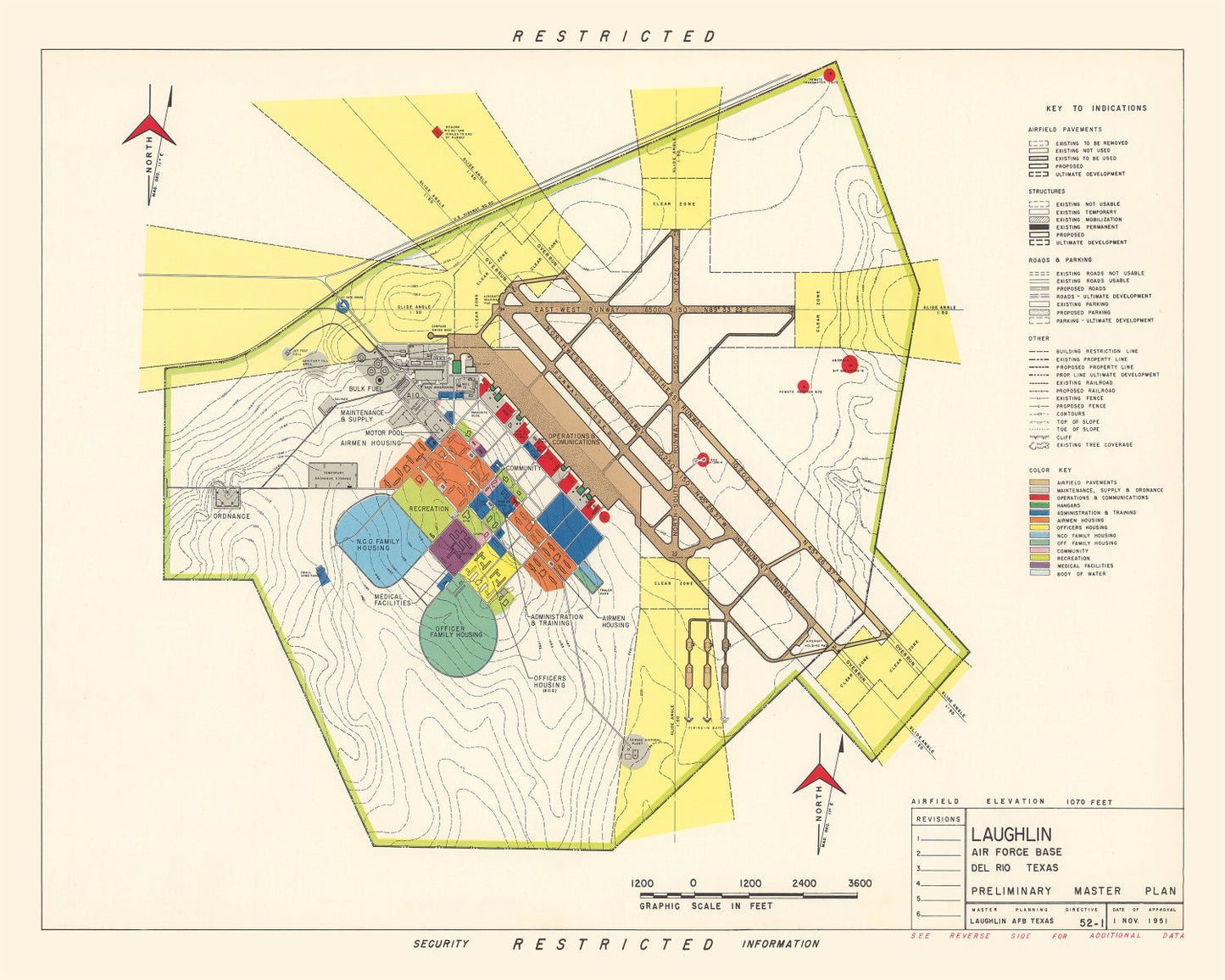 Vintage Map of Laughlin Air Force Base, Texas, 1951