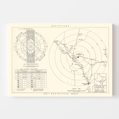 Vintage Map of Laughlin Air Force Base Vicinity, Texas, 1951