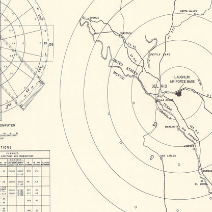 Vintage Map of Laughlin Air Force Base Vicinity, Texas, 1951