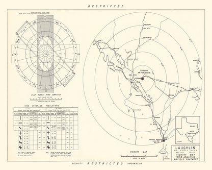Vintage Map of Laughlin Air Force Base Vicinity, Texas, 1951