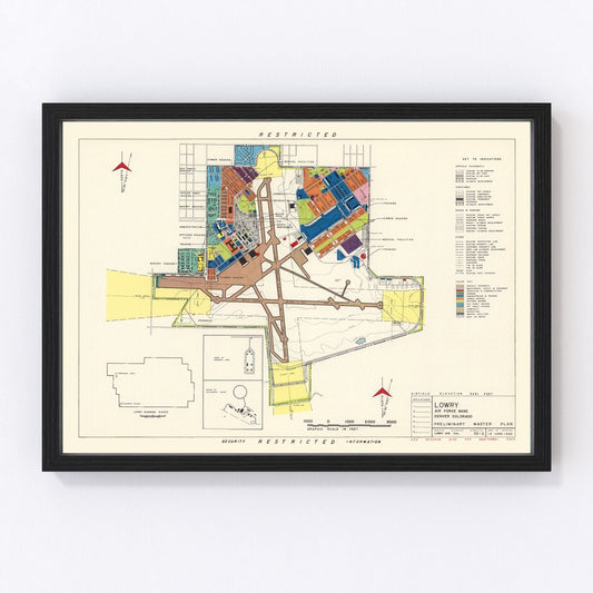 Vintage map of Lowry Air Force Base, Denver, Colorado, 1952