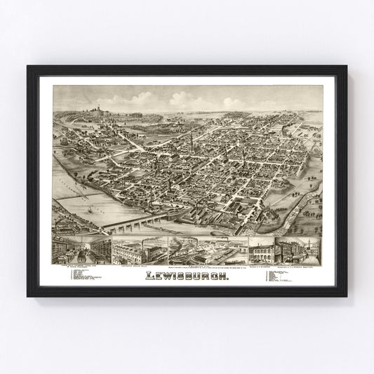 Vintage map of Lewisburgh, Pennsylvania, 1884