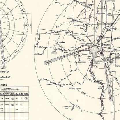 Vintage Map of Lowry Air Force Base Vicinity, Colorado, 1952