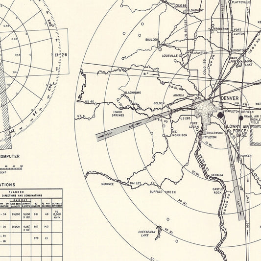 Vintage Map of Lowry Air Force Base Vicinity, Colorado, 1952