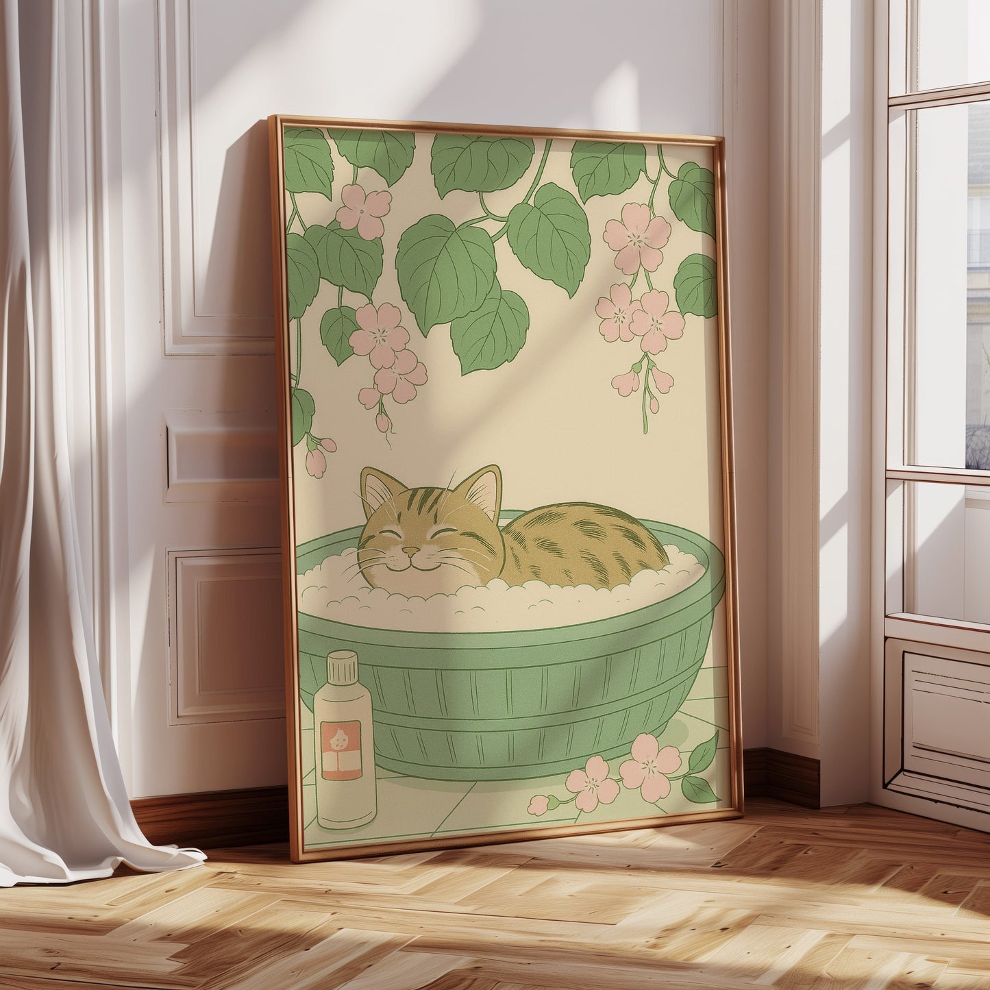Soak and Purr Cat Spa Dreams Wall Art Print