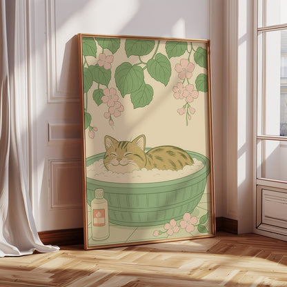 Soak and Purr Cat Spa Dreams Wall Art Print