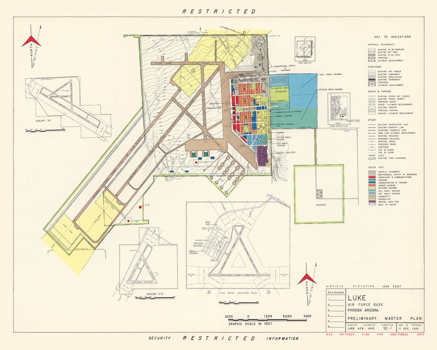 Vintage Map of Luke Air Force Base, Phoenix, 1951