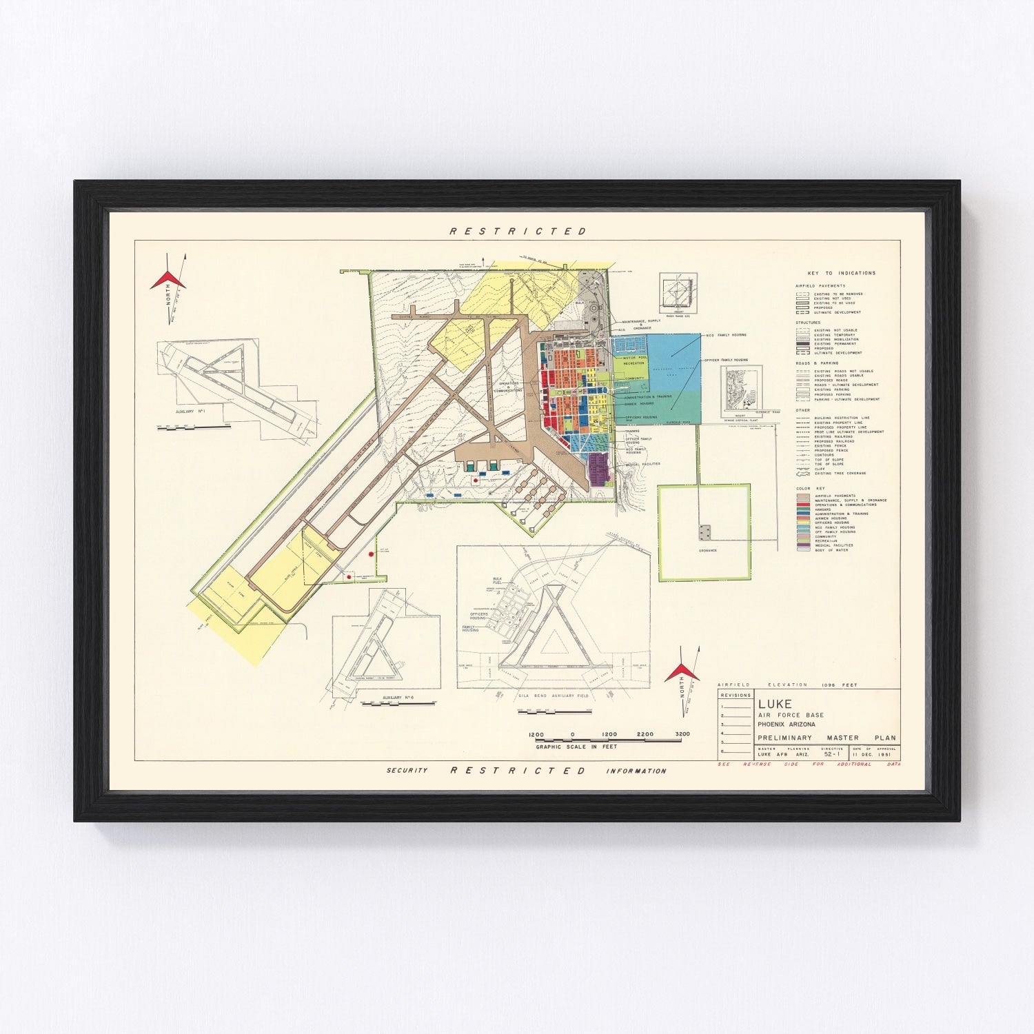Vintage map of Luke Air Force Base and Phoenix, 1951