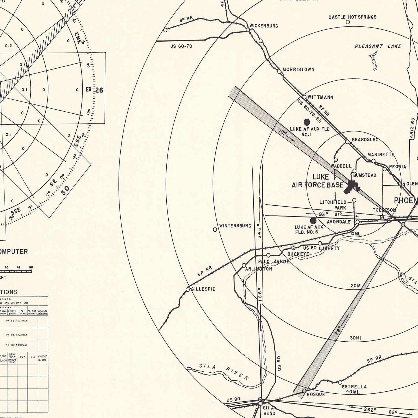 Vintage Map of Luke Air Force Base Vicinity, Arizona, 1951