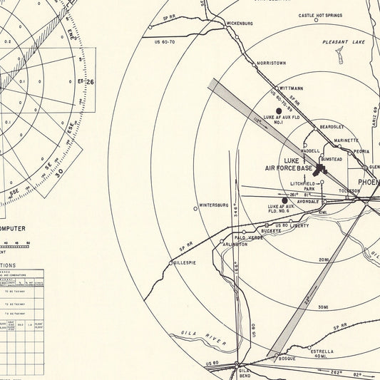 Vintage Map of Luke Air Force Base Vicinity, Arizona, 1951