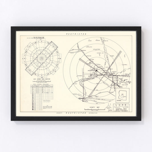 vintage map of Luke Air Force Base vicinity, Phoenix, Arizona, 1951