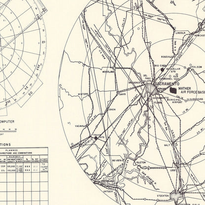 Vintage Map of Mather Air Force Base Vicinity, California, 1952