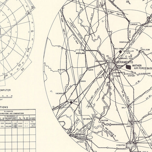 Vintage Map of Mather Air Force Base Vicinity, California, 1952
