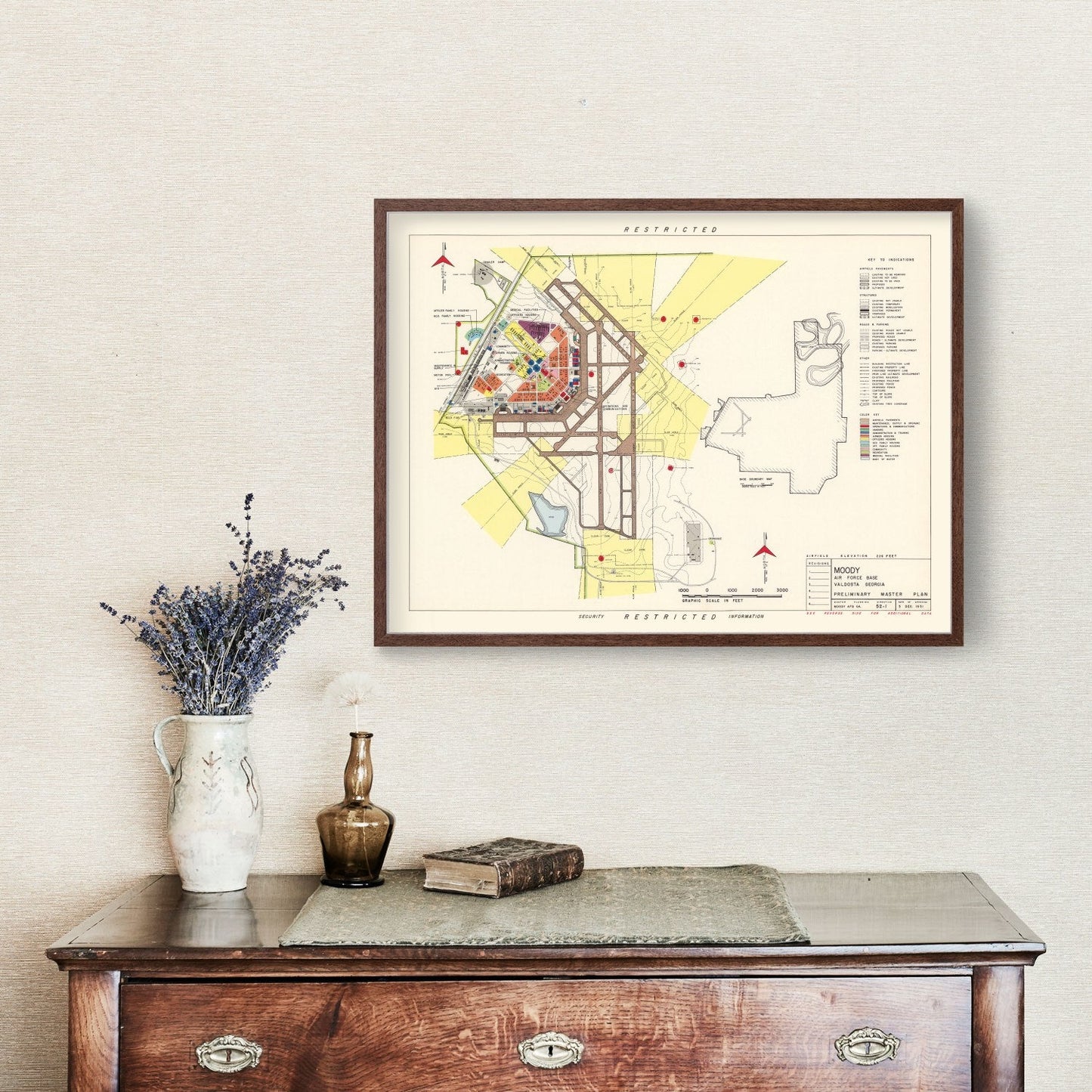 Vintage Map of Moody Air Force Base, Georgia, 1951