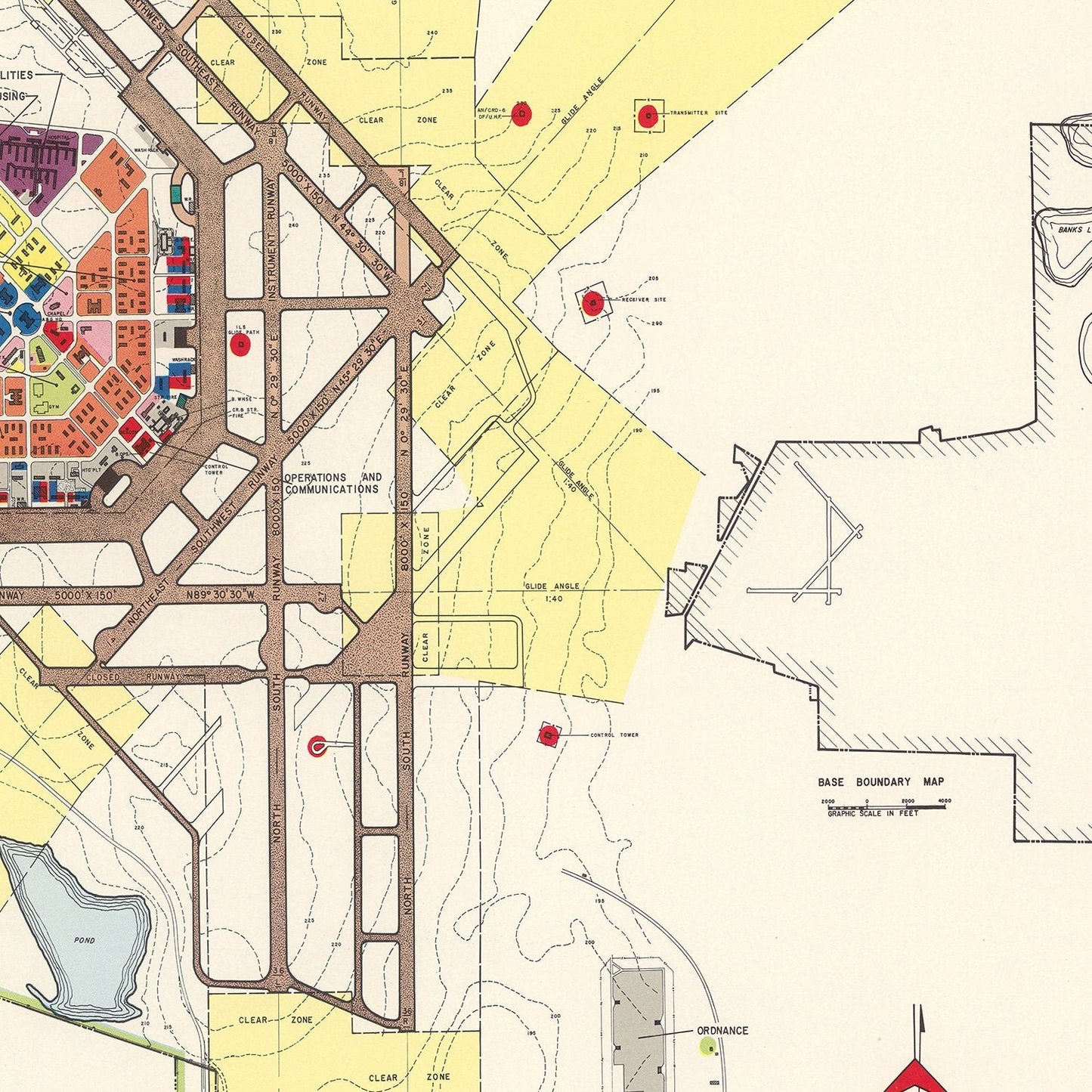 Vintage Map of Moody Air Force Base, Georgia, 1951