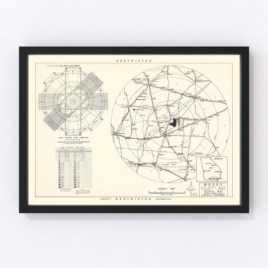 vintage map of Moody Air Force Base vicinity, Georgia, 1951