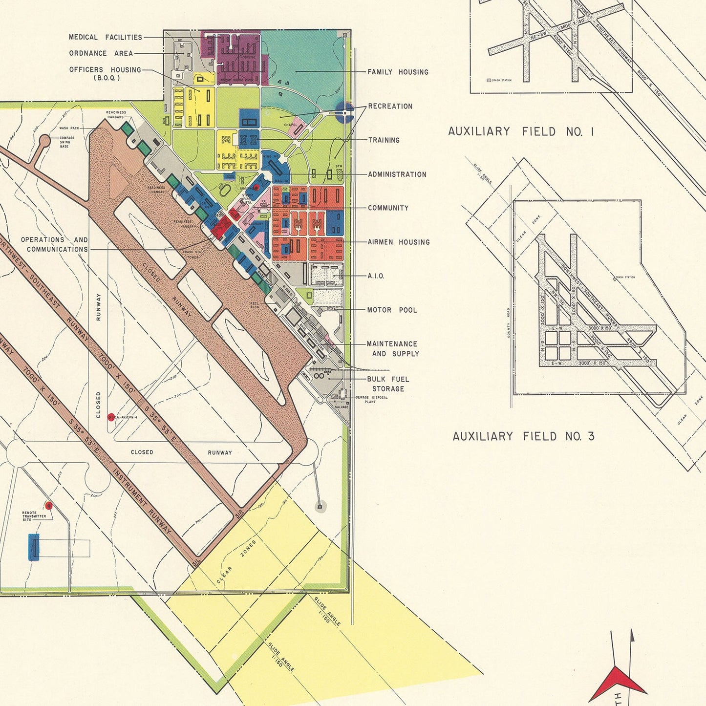 Vintage Map of Moore Air Field, Texas, 1952