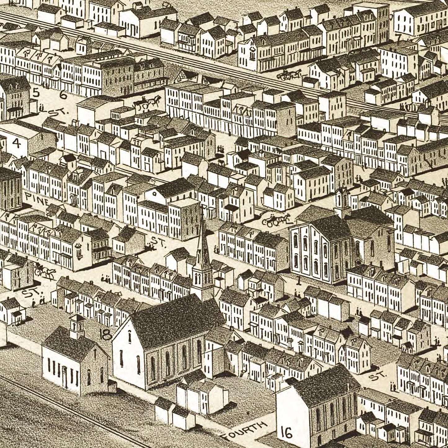 Vintage Map of Mahanoy City, Pennsylvania, 1889