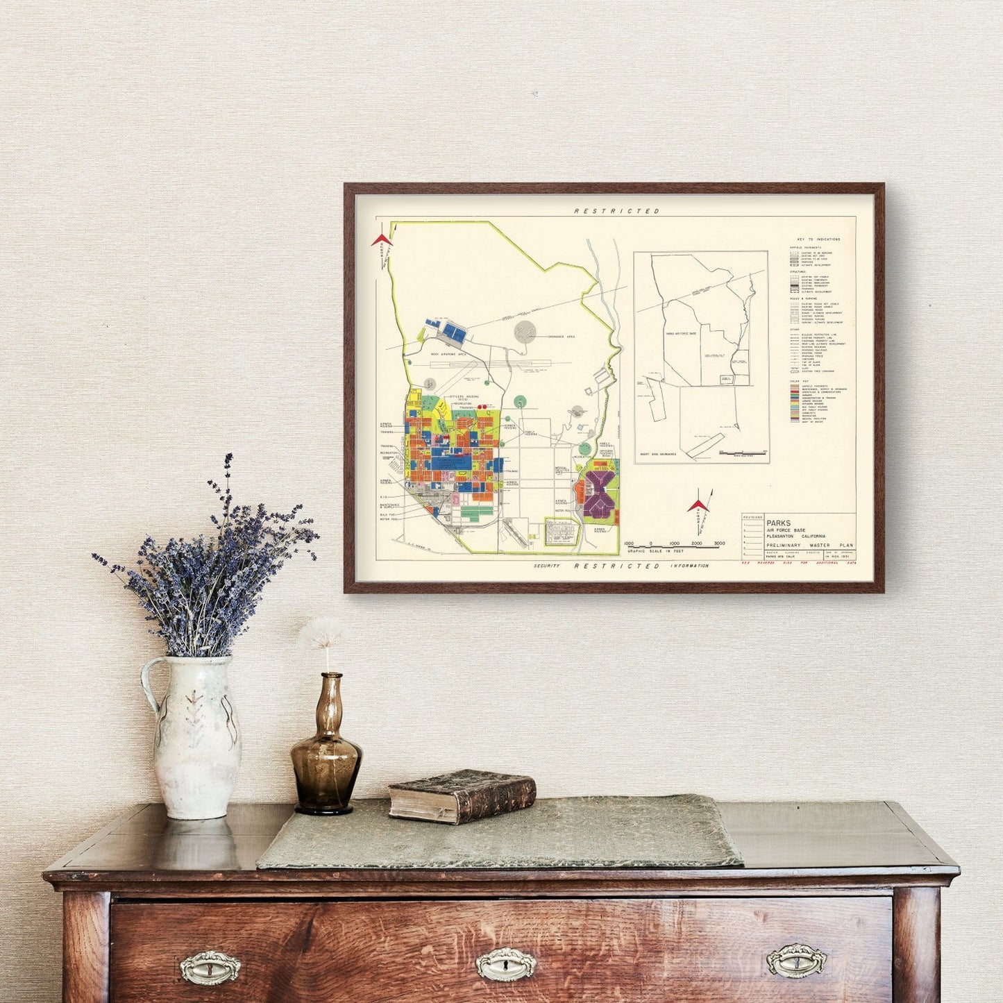 Vintage Map of Parks Air Force Base, Pleasanton, California, 1951