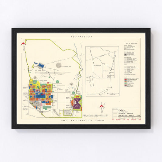 Vintage map of Parks Air Force Base, Pleasanton, California, 1951
