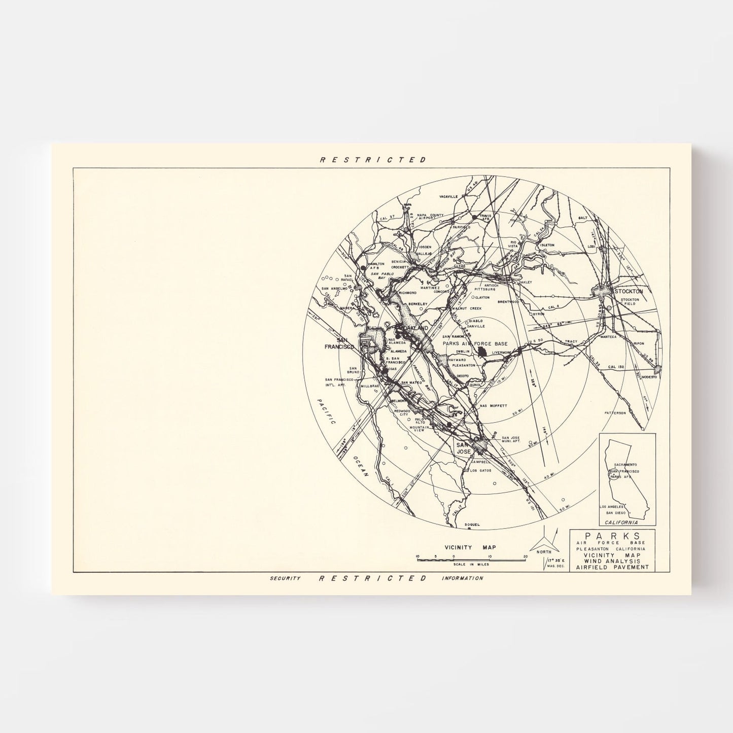 Vintage Map of Parks Air Force Base Vicinity, California, 1951