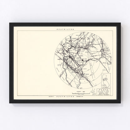 vintage map of Parks Air Force Base vicinity, California, 1951