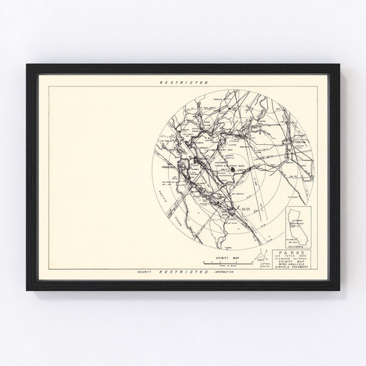 vintage map of Parks Air Force Base vicinity, California, 1951