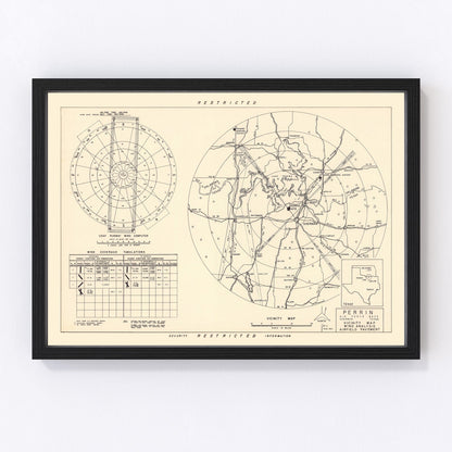 vintage map of Perrin Air Force Base vicinity, Texas, 1952