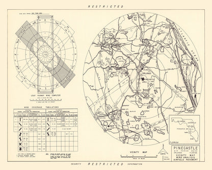 Vintage Map of Pinecastle Air Force Base Vicinity, Florida, 1952