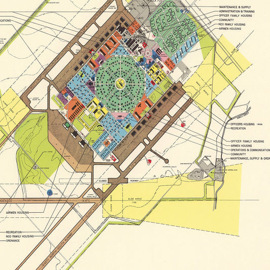 Vintage Map of Randolph Air Force Base, San Antonio, Texas, 1950