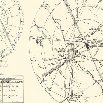 Vintage Map of Randolph Air Force Base, Texas, 1950