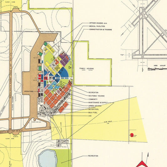 Vintage Map of Reese Air Force Base, Lubbock, Texas, 1952