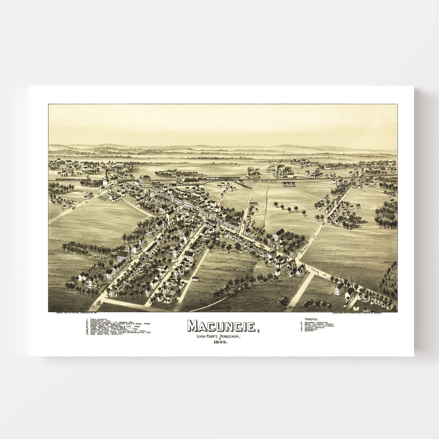 Vintage Map of Macungie, Pennsylvania, 1893
