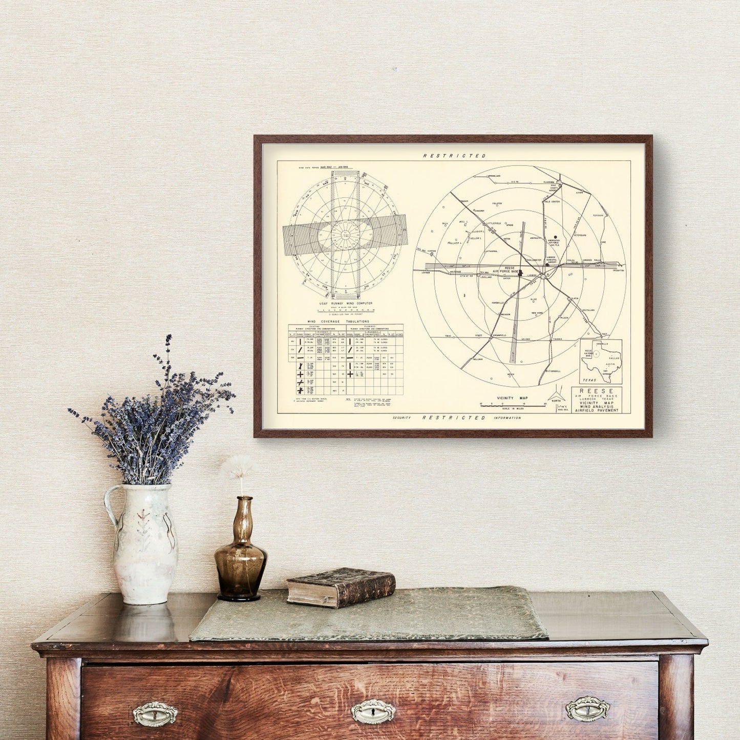 Vintage Map of Reese Air Force Base, Texas, 1952