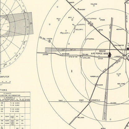 Vintage Map of Reese Air Force Base, Texas, 1952