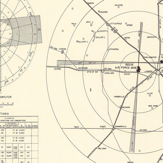 Vintage Map of Reese Air Force Base, Texas, 1952