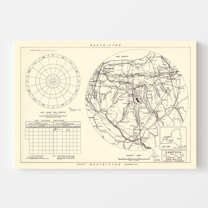 Vintage Map of Sampson Air Force Base, New York, 1951