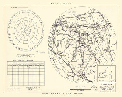 Vintage Map of Sampson Air Force Base, New York, 1951